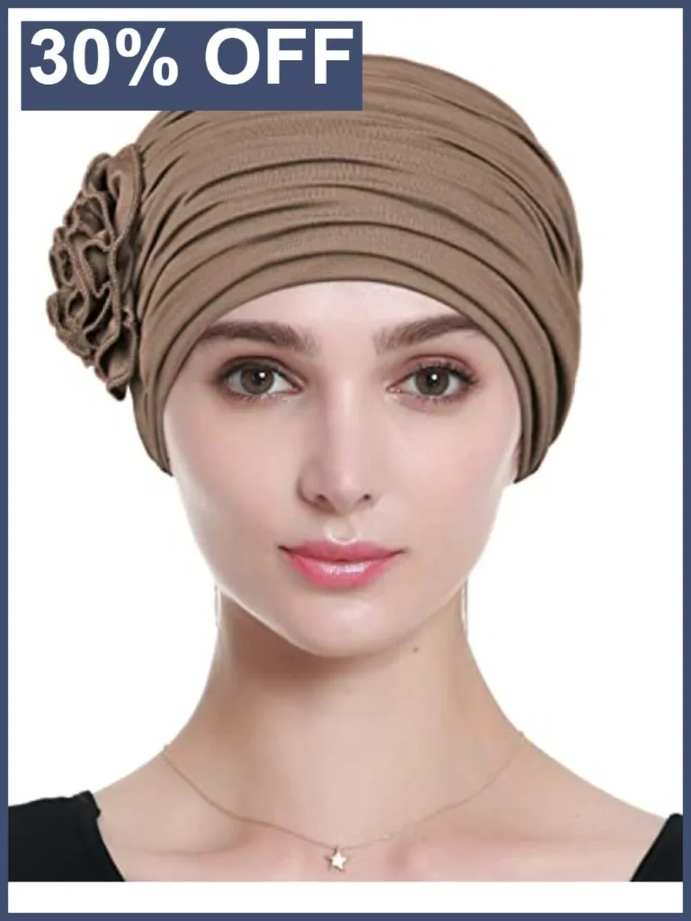 Chemo Headwrap Beanie for Women, Soft Viscose Turban Hat, Handmade Flower Design